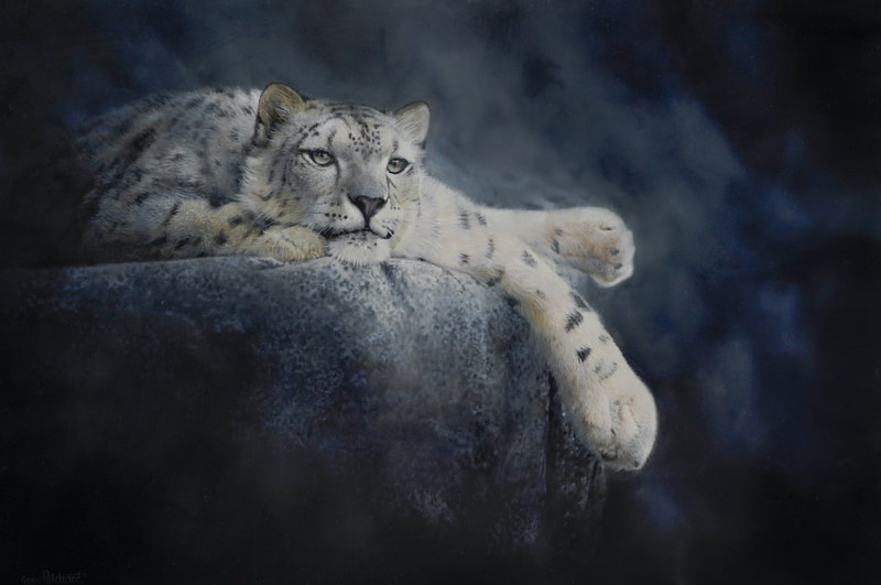 snow leopard, wildlife, art, big cat, jean pritchard